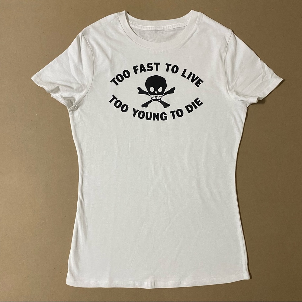 TOO FAST TO LIVE ☠️ TOO YOUNG TO DIE graphic Seditonaries logo baby tee